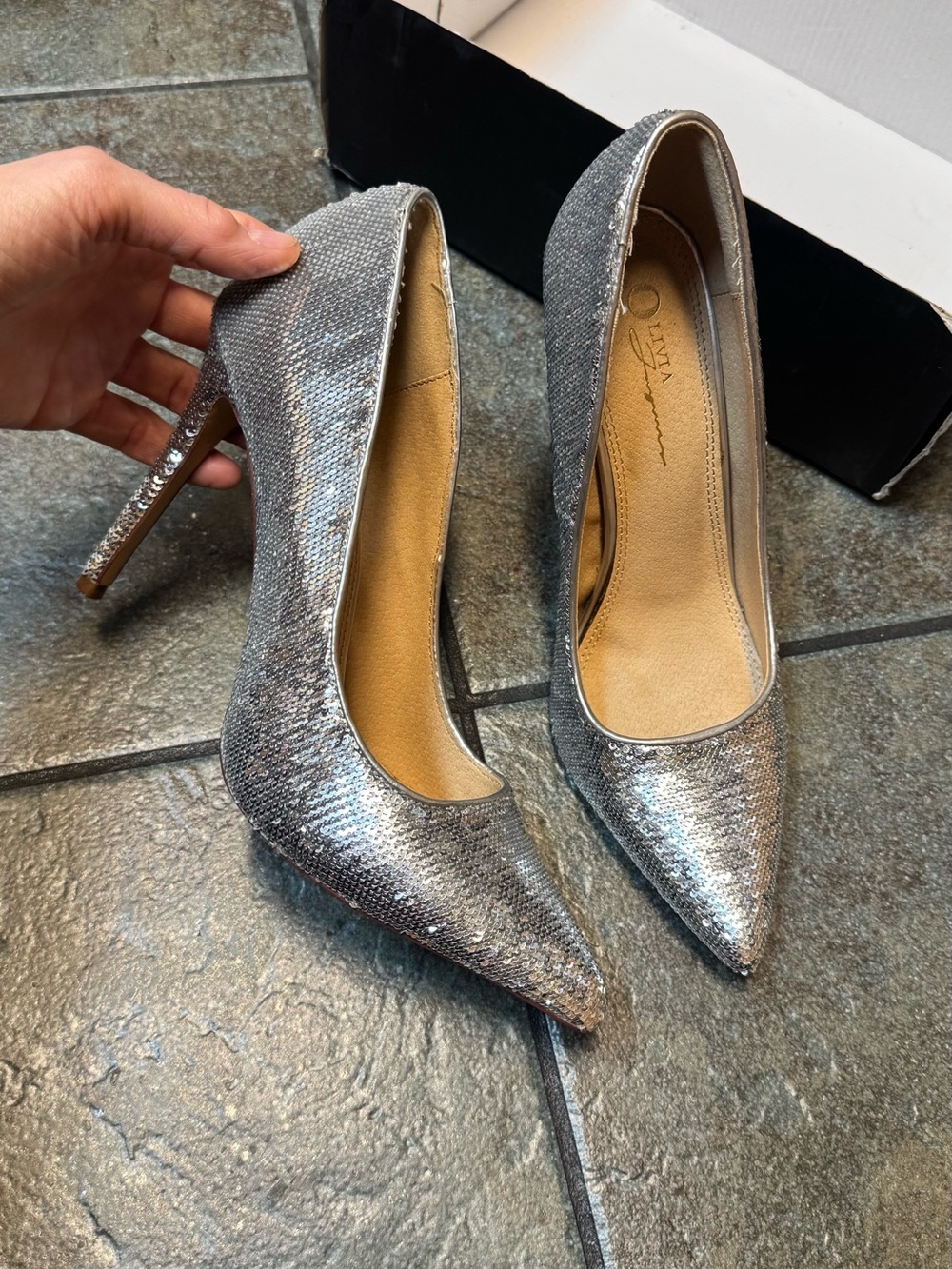 Silver Olivia James Heels US 8.5